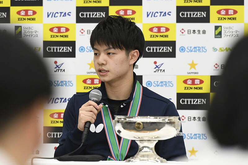 2020年全日本卓球　男子シングルス優勝会見　宇田幸矢「自分から攻めることだけを意識した」