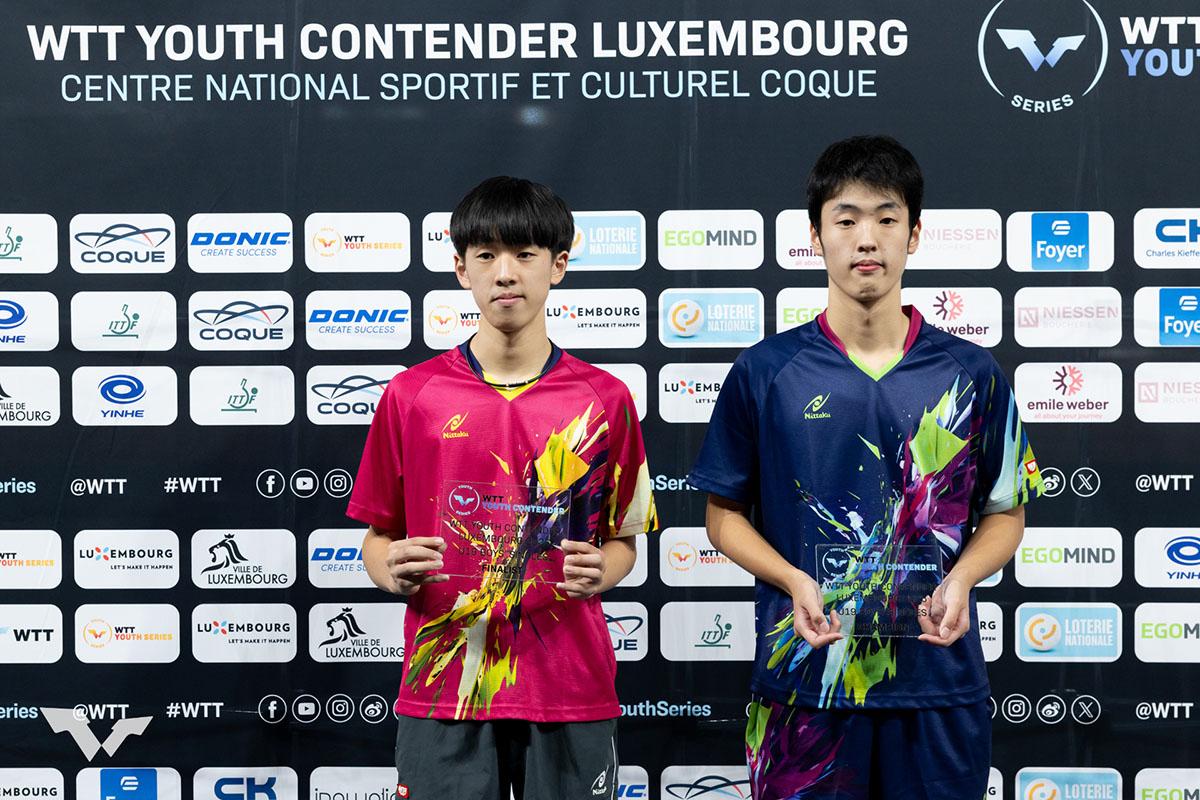 卓球 WTTユースコンテンダー ルクセンブルク　U19男子は谷本拓海が優勝、森駿登が準優勝