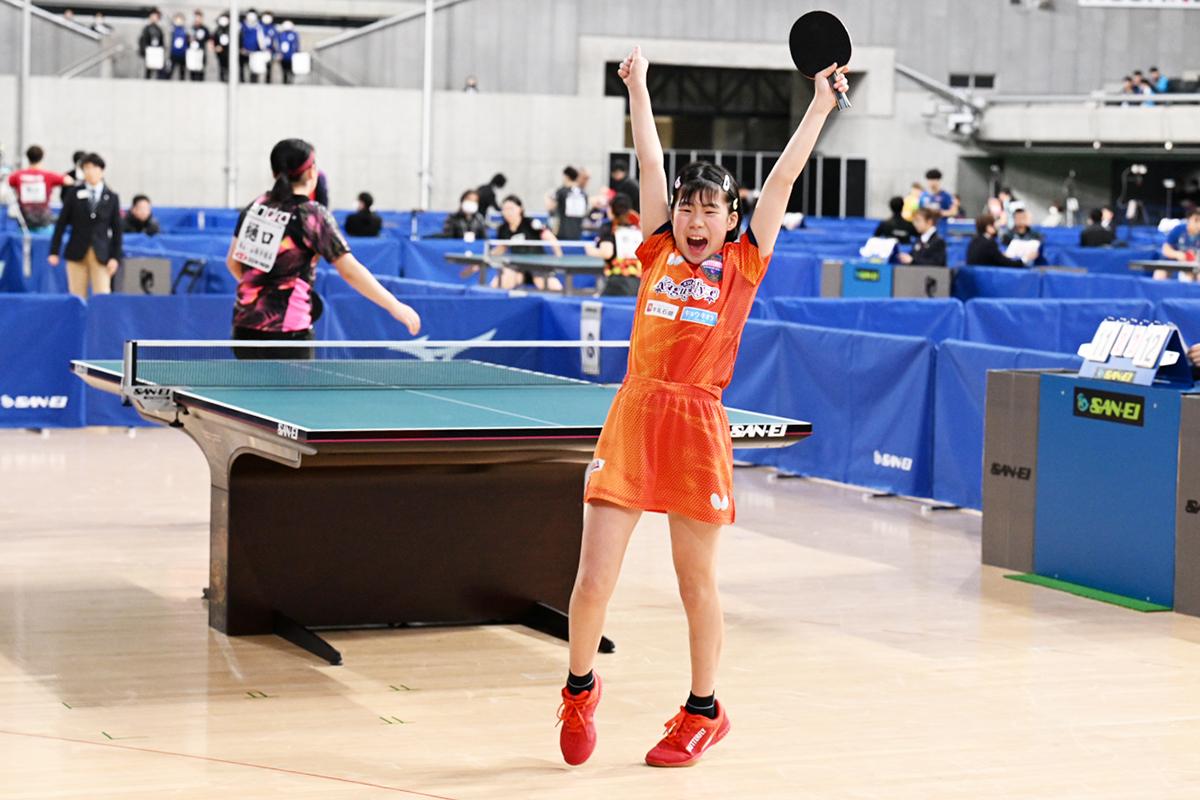 2025年全日本卓球　女子シングルス1〜2回戦。小学5年生の松島が3回戦へ