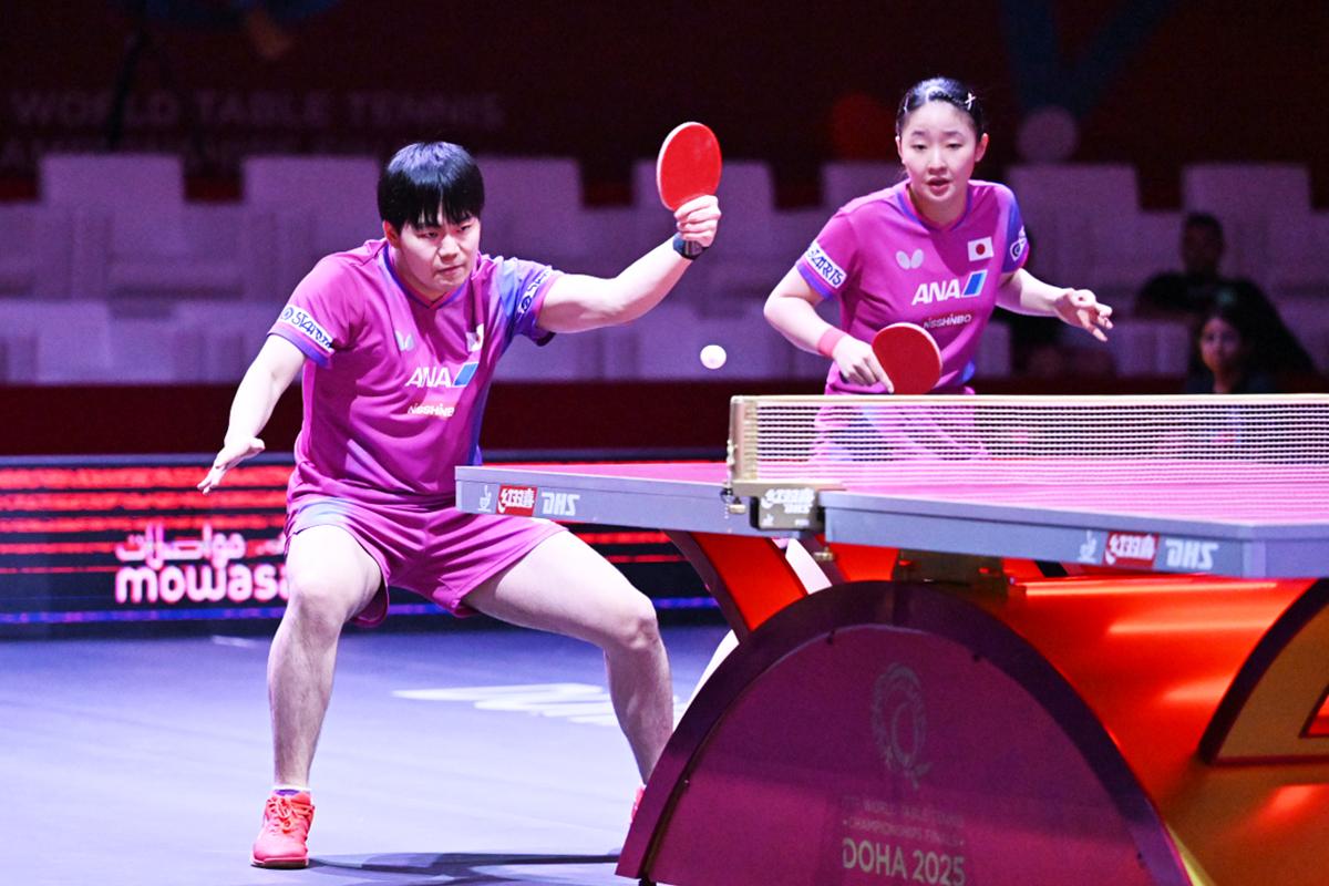 世界卓球2025ドーハ　混合ダブルス1回戦　松島／張本が好発進