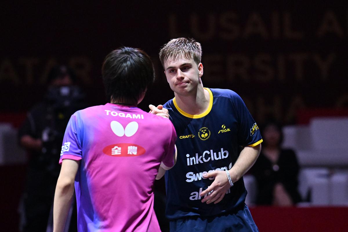 世界卓球2025ドーハ　男子シングルス準々決勝　戸上はモーレゴードに敗れ、メダル獲得ならず