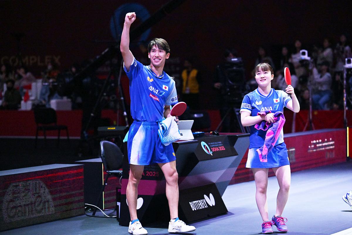 世界卓球2025ドーハ　混合ダブルス準決勝　吉村／大藤が決勝進出。決勝は、王楚欽／孫穎莎と
