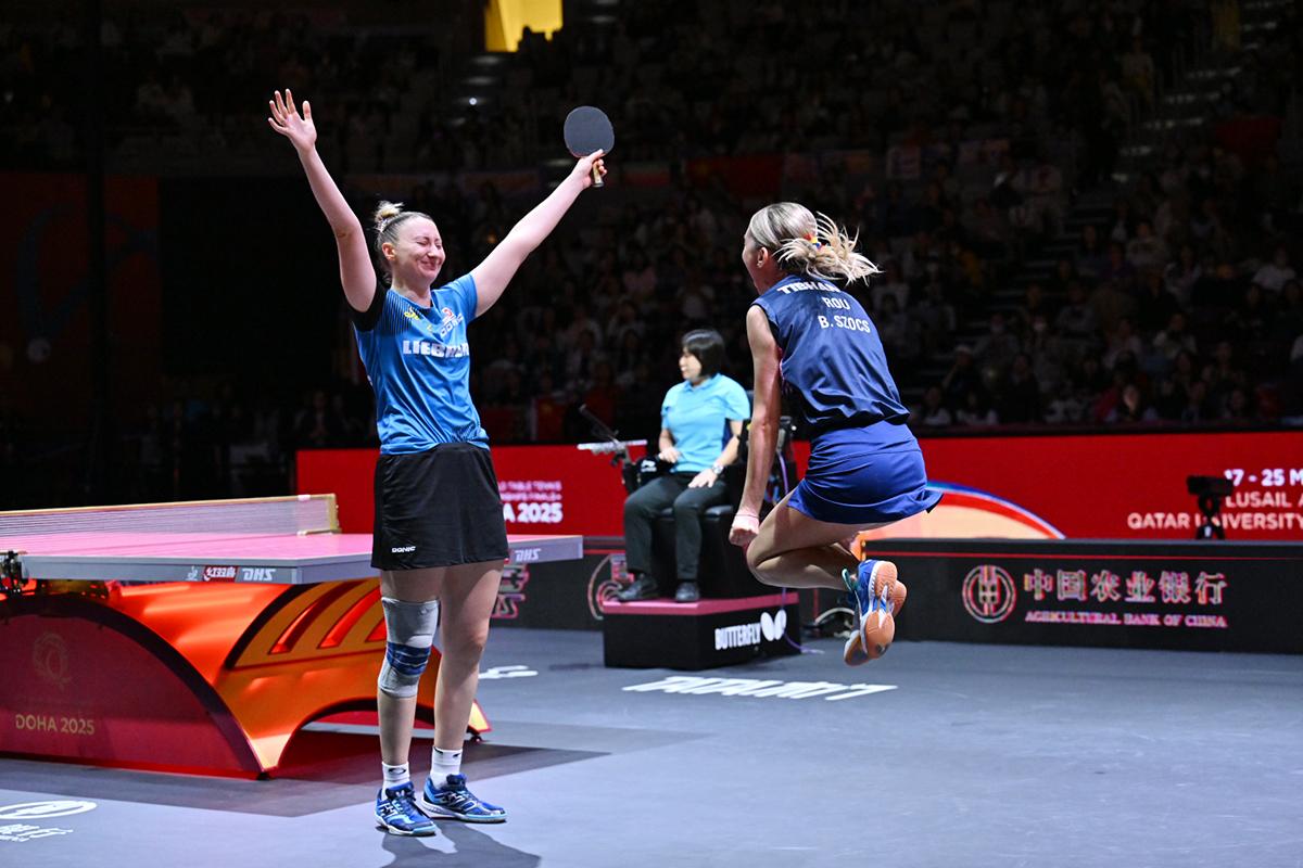  世界卓球2025ドーハ　女子ダブルス準決勝　王曼昱／蒯曼とポルカノバ／スッチが決勝進出。張本／木原は銅メダル