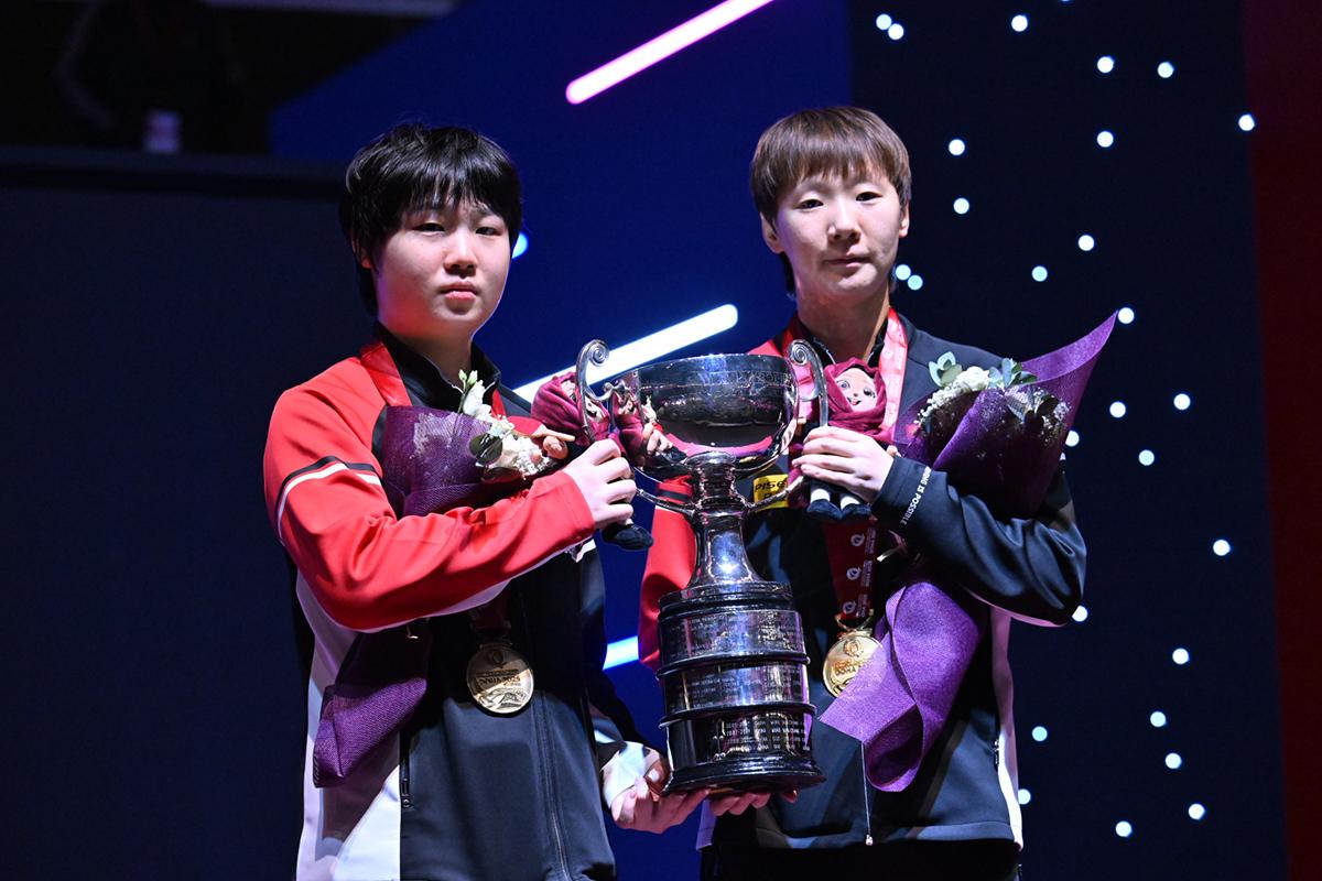  世界卓球2025ドーハ　女子ダブルス決勝　王曼昱／蒯曼がポルカノバ／スッチを下し、初優勝