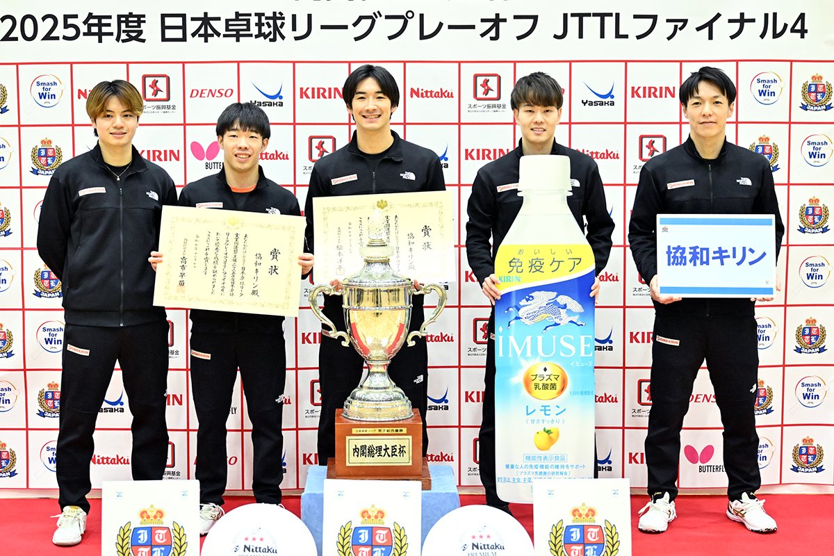 JTTLファイナル4男子は協和キリンが連覇達成