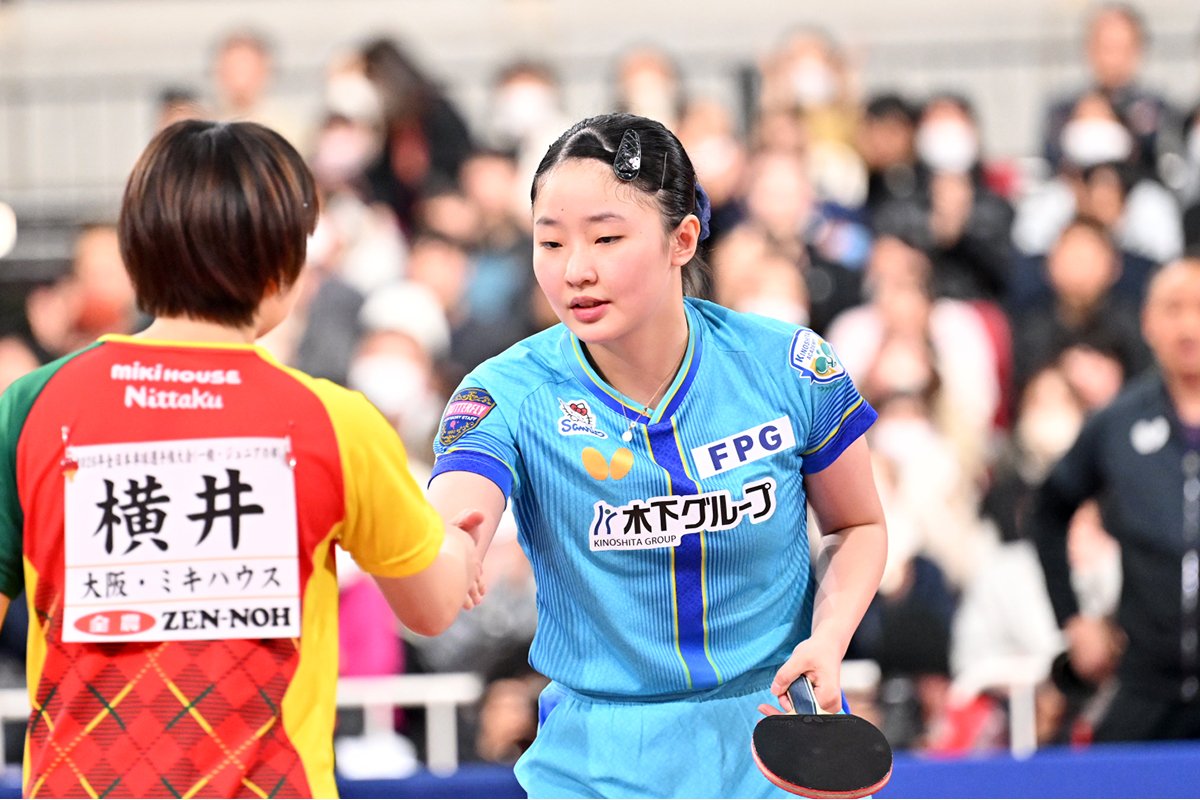 2026年全日本卓球　女子シングルス準決勝　早田ひなと張本美和が決勝へ